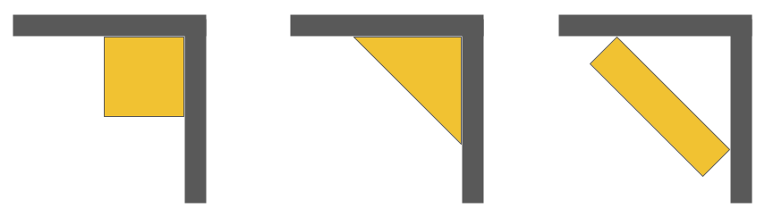 Bass trap shape comparison diagram: square vs triangle vs panel mounting